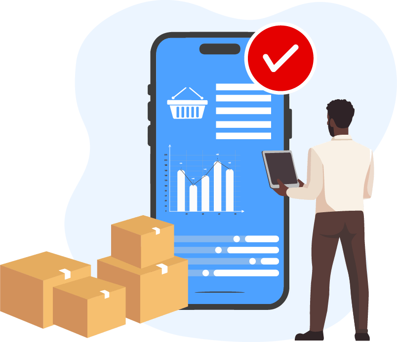 D'Lume Biz smart inventory dashboard on iPad showing real-time stock levels and alerts