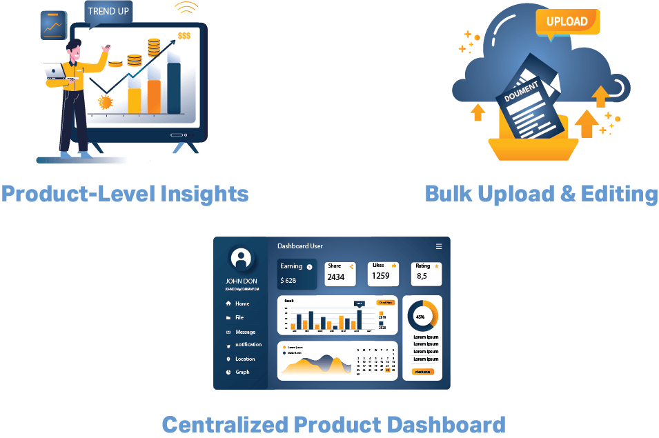 D'Lume Biz multi-product inventory management dashboard on mobile and tablet